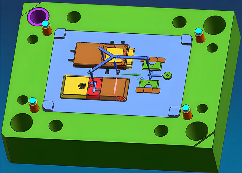 remote control mold parting line and injection system drawing